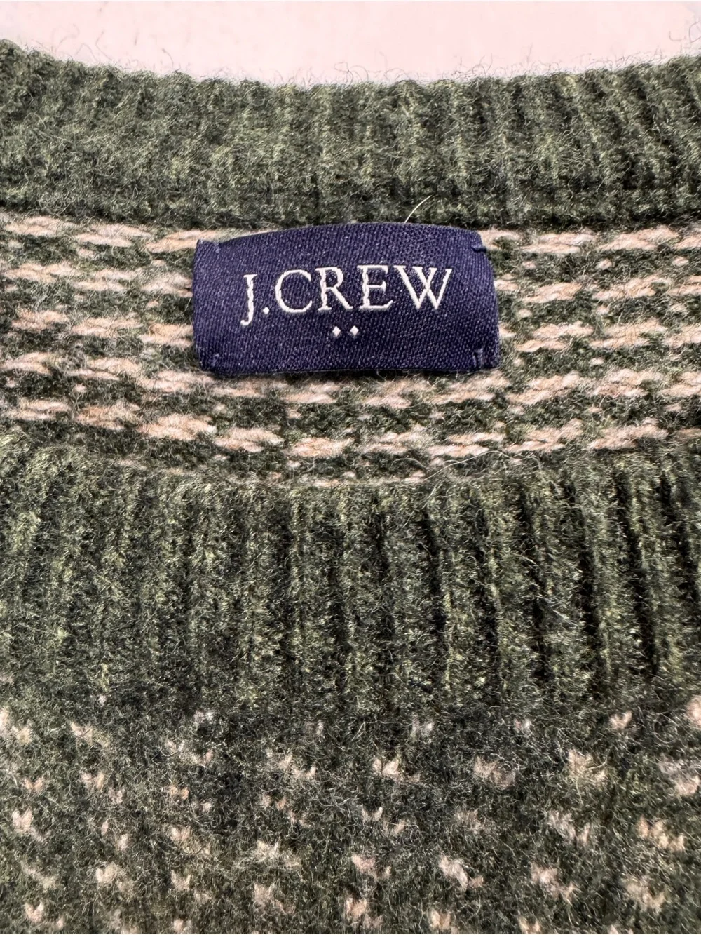 J. Crew Green Birdseye Sweater Size Medium Lambswool Blend Granola Outdoor
